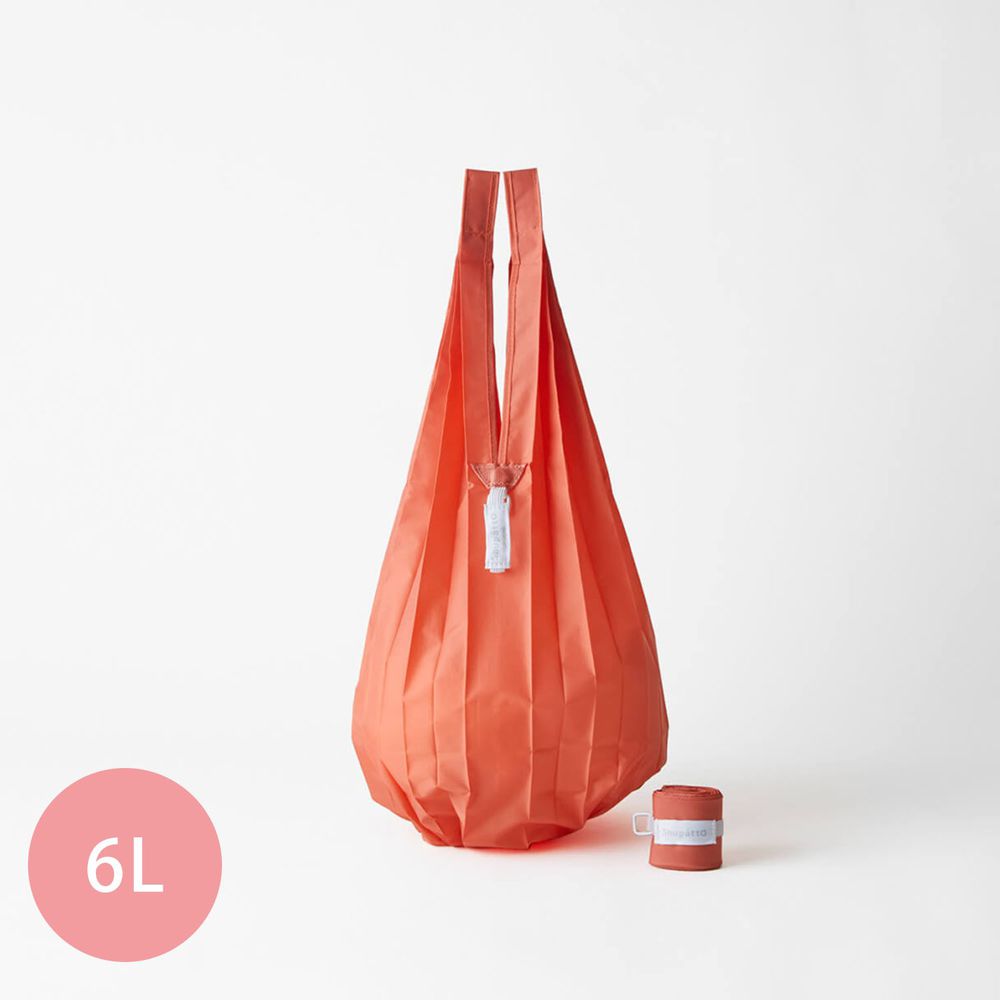 日本 MARNA - Shupatto 秒收摺疊購物袋-Drop水滴輕薄款-活力橘 (mini(20x42cm))-耐重 3kg / 6L