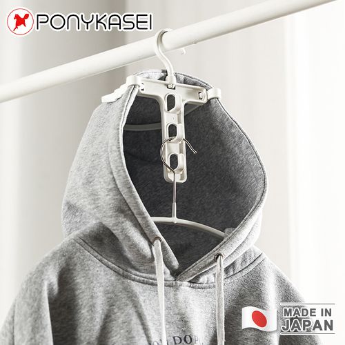 日本製帽T&高領衣服輔助曬衣架4件組(顏色隨機)