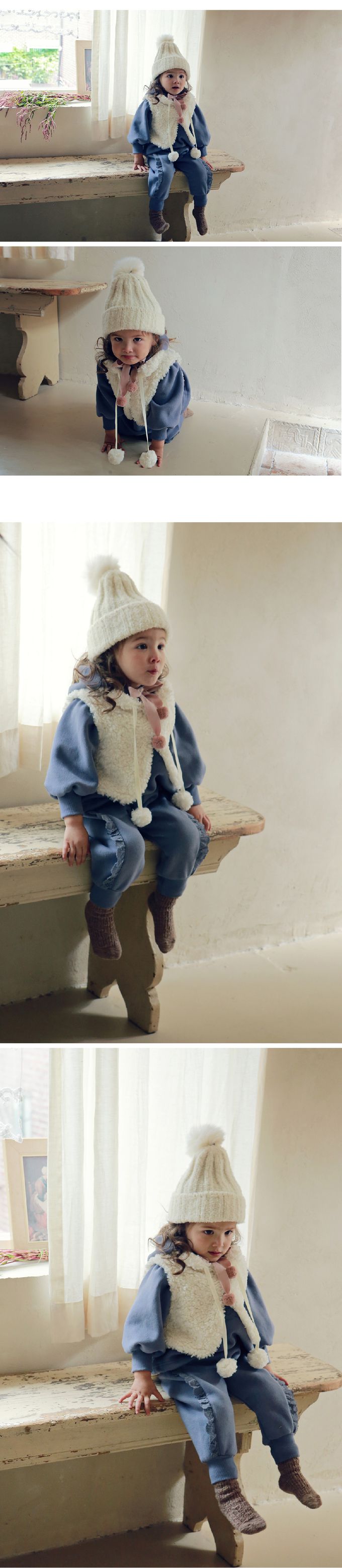 韓國 Puellaflo - (不含毛球抽繩)花邊連帽上衣-霧藍