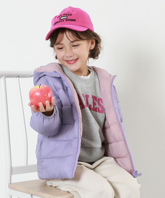 日本 devirock - 2Ｗay防風保暖纖維羽絨連帽外套(可機洗)-暗橘x深藍