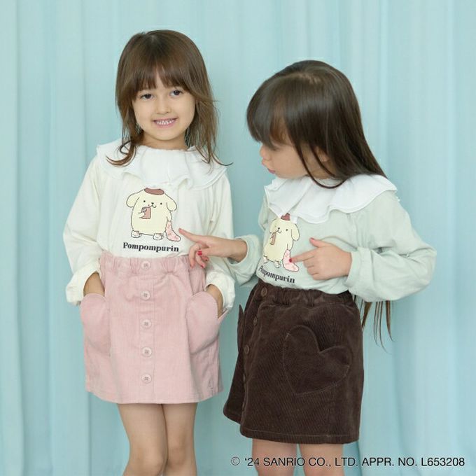 日本 Lycee mine - 聯名款 正反2way薄紗領長袖上衣-布丁狗-米黃