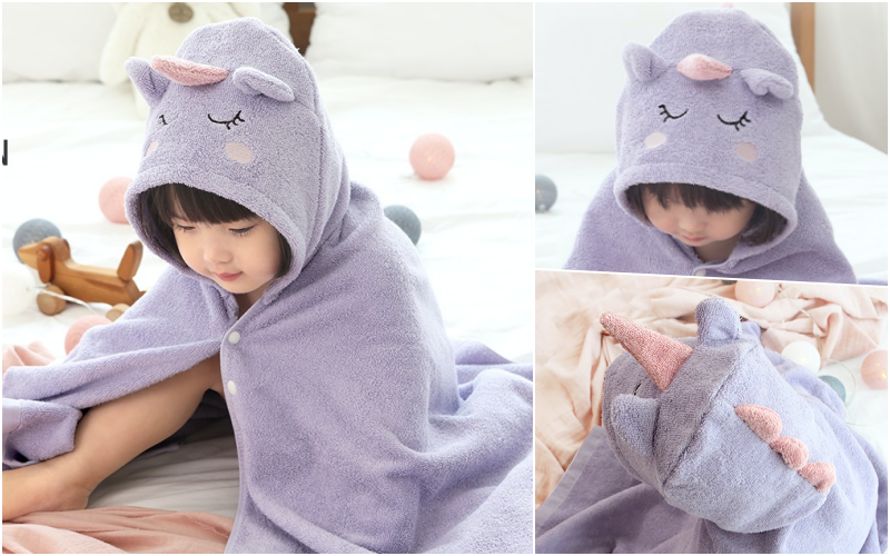 韓國 Conitale - 純棉造型浴巾袍-灰色鯊魚 (68X120cm)