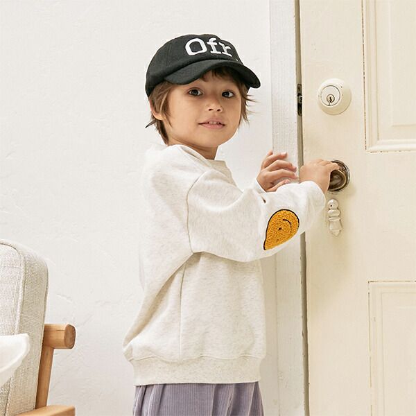 日本 b-ROOM - 療癒笑臉刺繡長袖上衣-深藍