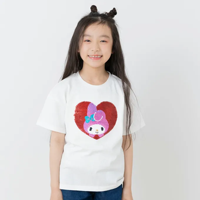 日本 Chil2 - 100%棉 可愛聯名立體印花短袖上衣-亮片小包造型-薰衣草