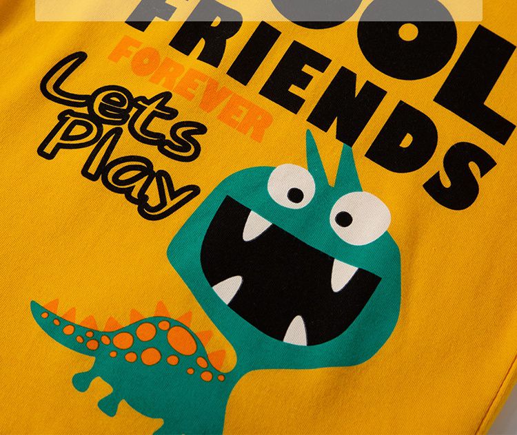 BE TOP - 純棉立體短袖上衣-搞怪恐龍-白色