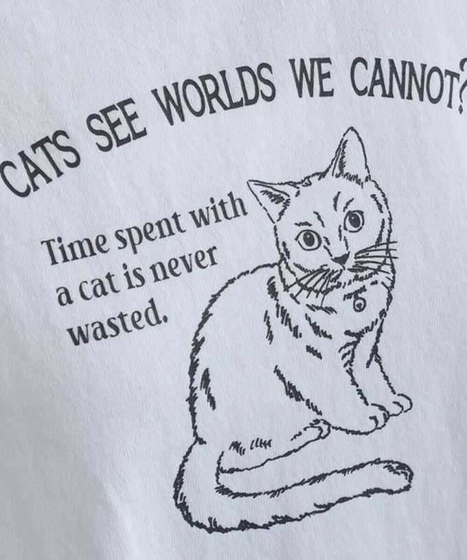 日本 Lupilien - 16OE天竺棉 貓咪印花短袖上衣-淺棕