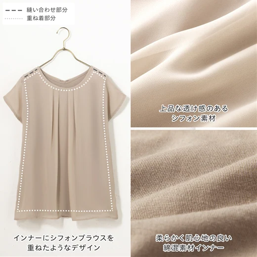 日本 BELLUNA - 防曬涼感 五機能抓皺層次感短袖上衣-薄荷