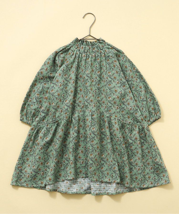 日本 BREEZE - 微立領宮廷風傘狀長袖洋裝-素面-紅