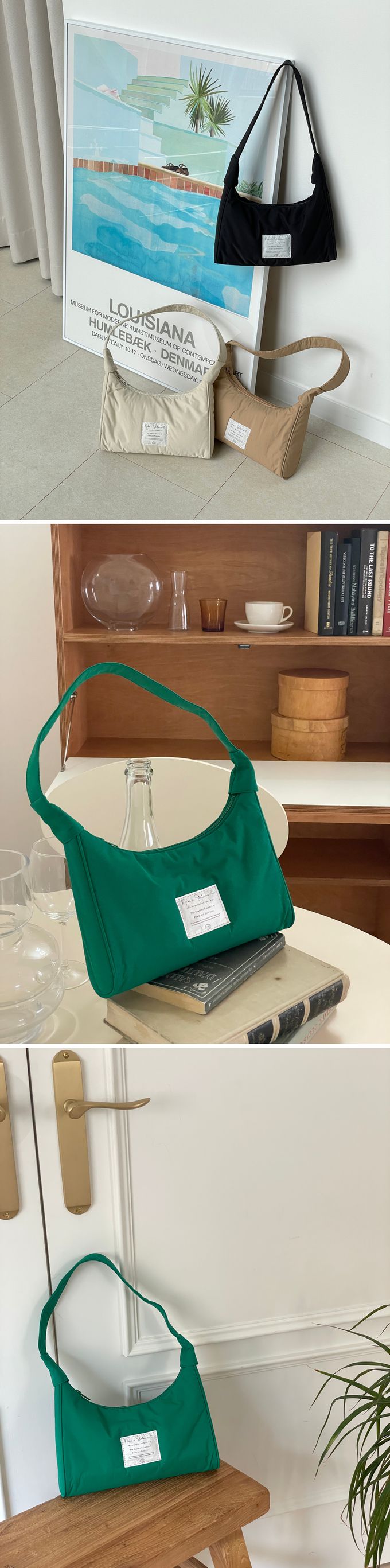 韓國 THEALLY - 輕量生活防水尼龍單肩背包-綠