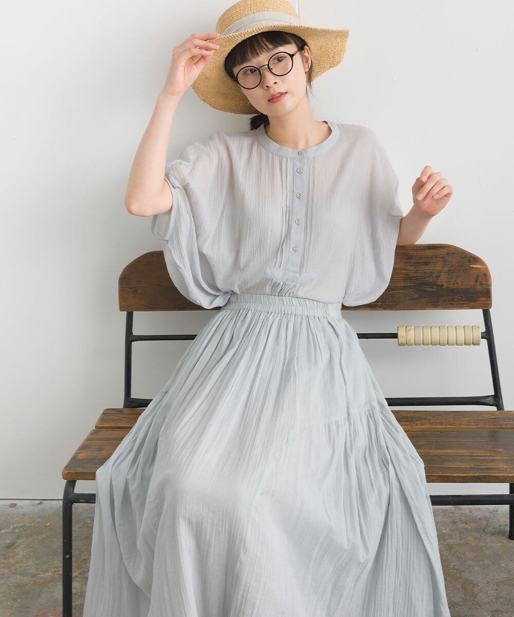 日本女裝代購 - 100%印度棉 空氣感落肩短袖上衣-淺卡其