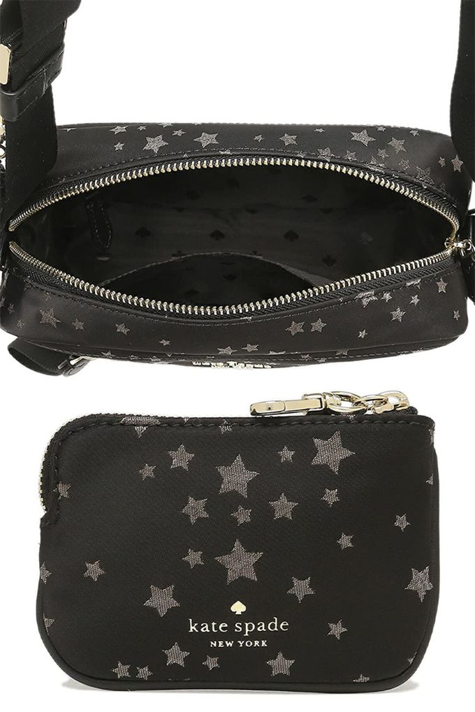 kate spade - 星星尼龍斜背包-黑