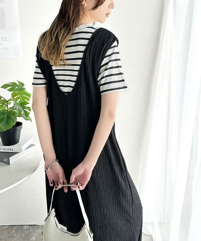 日本 Classical Elf - 前後2way領魅力緹花柔軟連身褲-淺灰杏