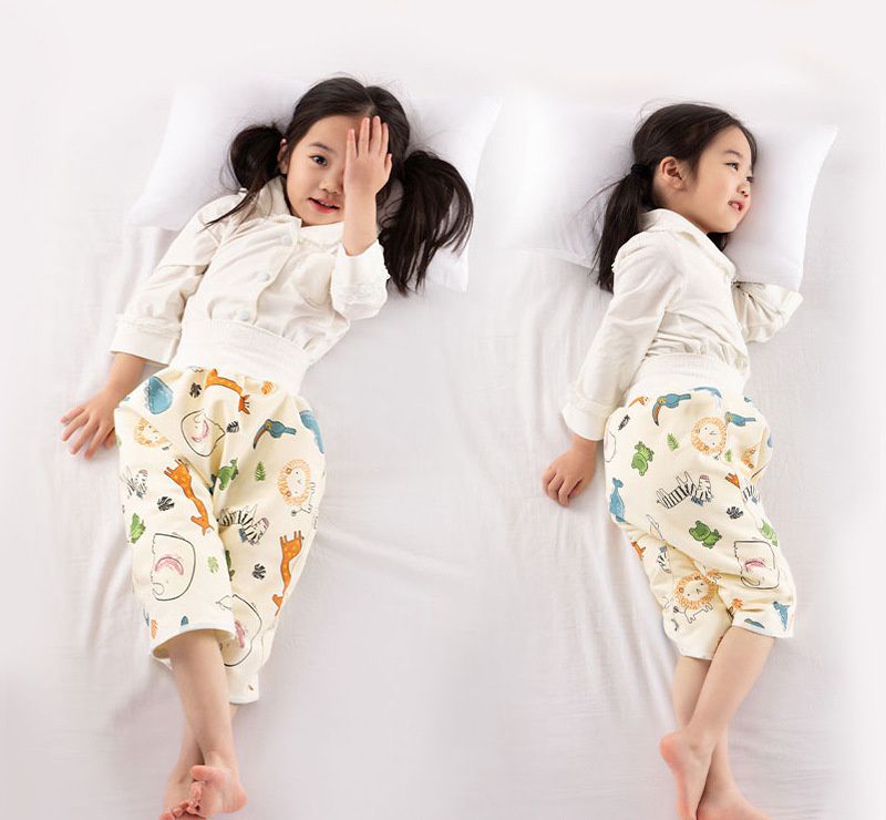 高腰護肚隔尿褲-動物幼兒園-奶油色-褲頭顏色隨機