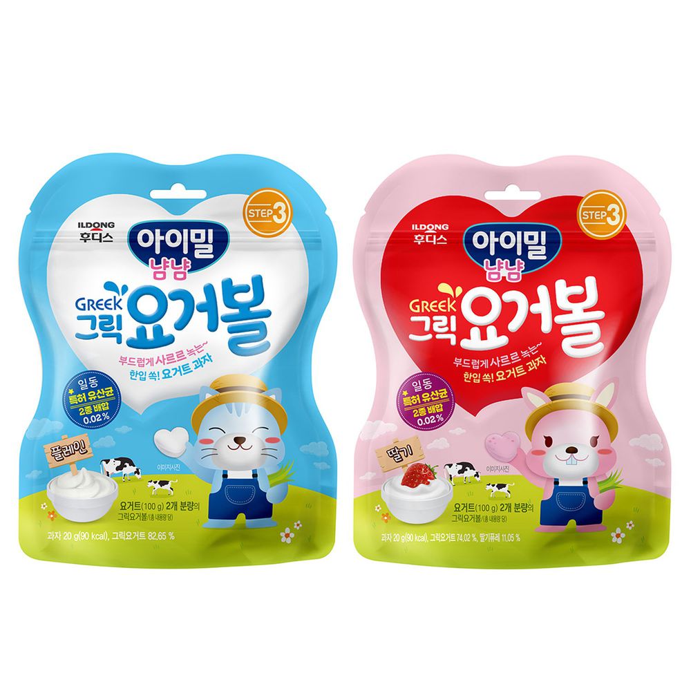 韓國Ildong Foodis日東 - 優格愛心餅2入組-原味*1+草莓*1