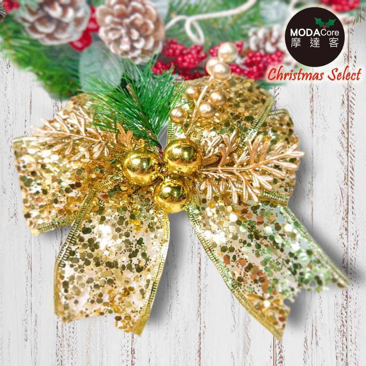 MODACore 摩達客 - 12cm聖誕派對裝飾金色蝴蝶結四入組-禮物包裝適用