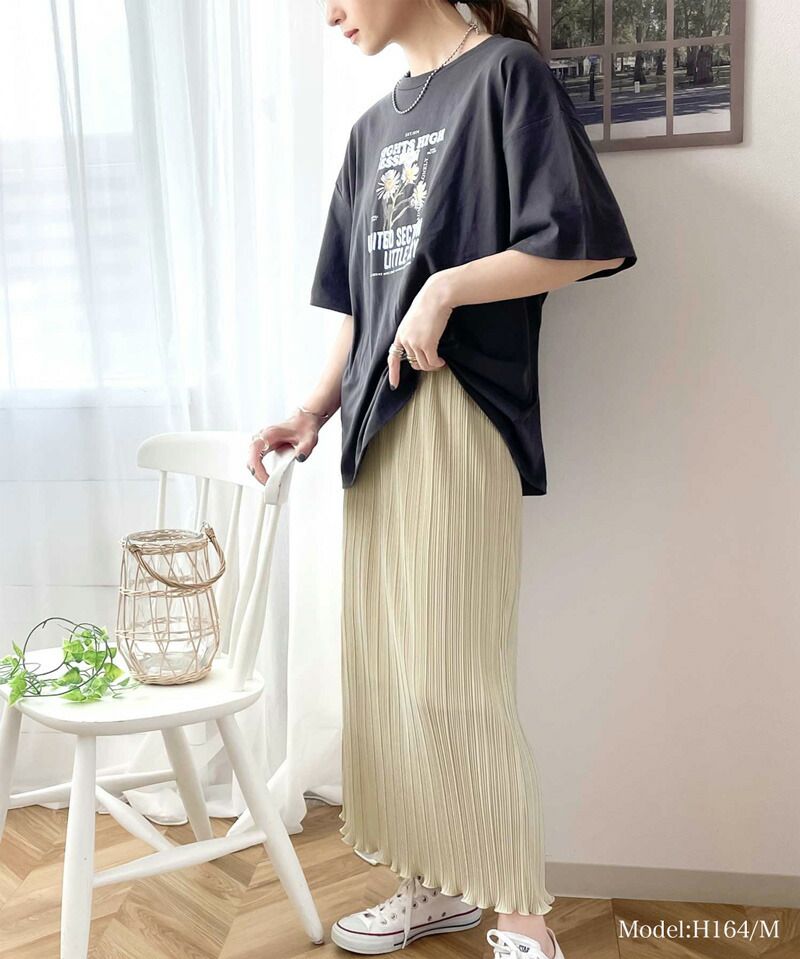 日本 Classical Elf - 經典楊柳百摺直筒裙-米杏