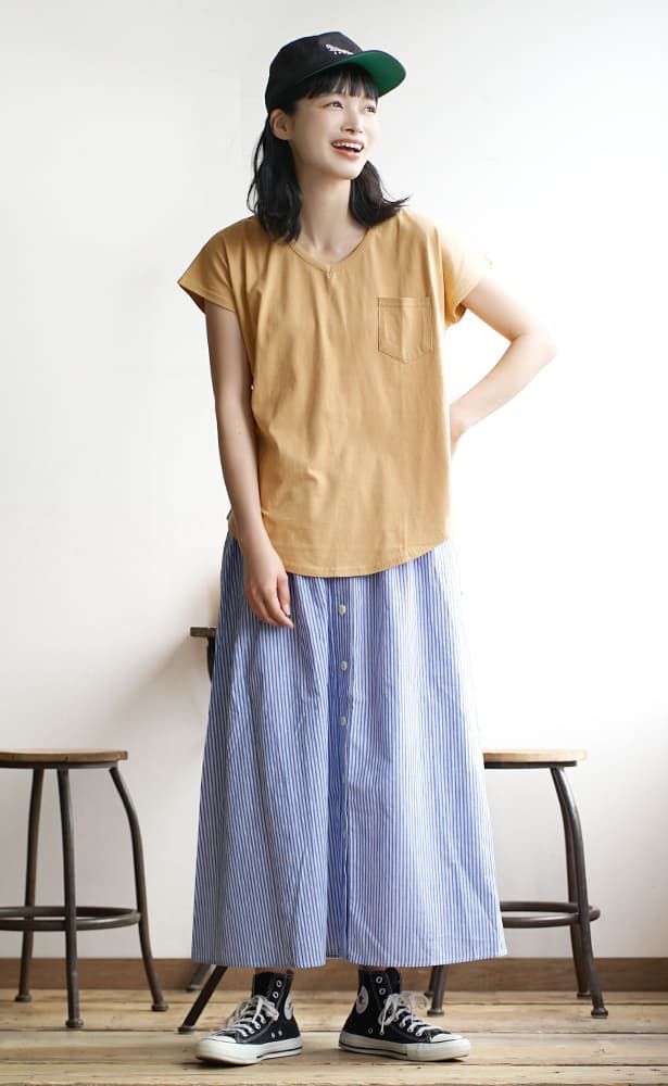 日本 zootie - 抗透汗 百搭V領口袋短袖上衣-棕