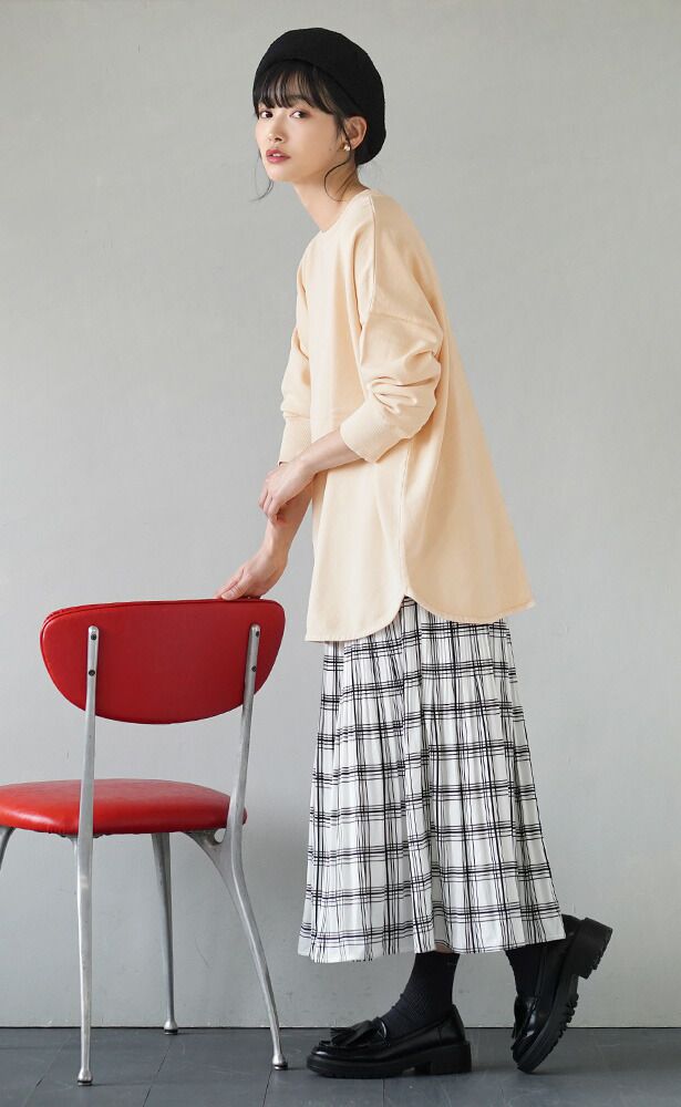 日本 zootie - 100%棉  百搭圓領薄長袖上衣-柳橙橘