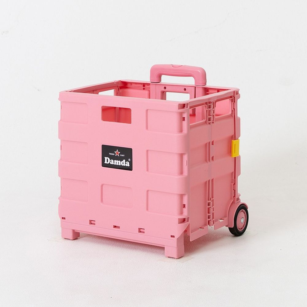 韓國 Damda - 折疊收納手拉車-小-櫻花粉-尺寸:38X30cm, 容量37L
