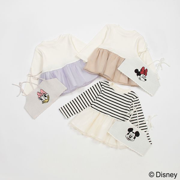 日本 petit main - 聯名款 針織細肩帶+雪紡拼接長袖(二件式)-黛西-粉紫