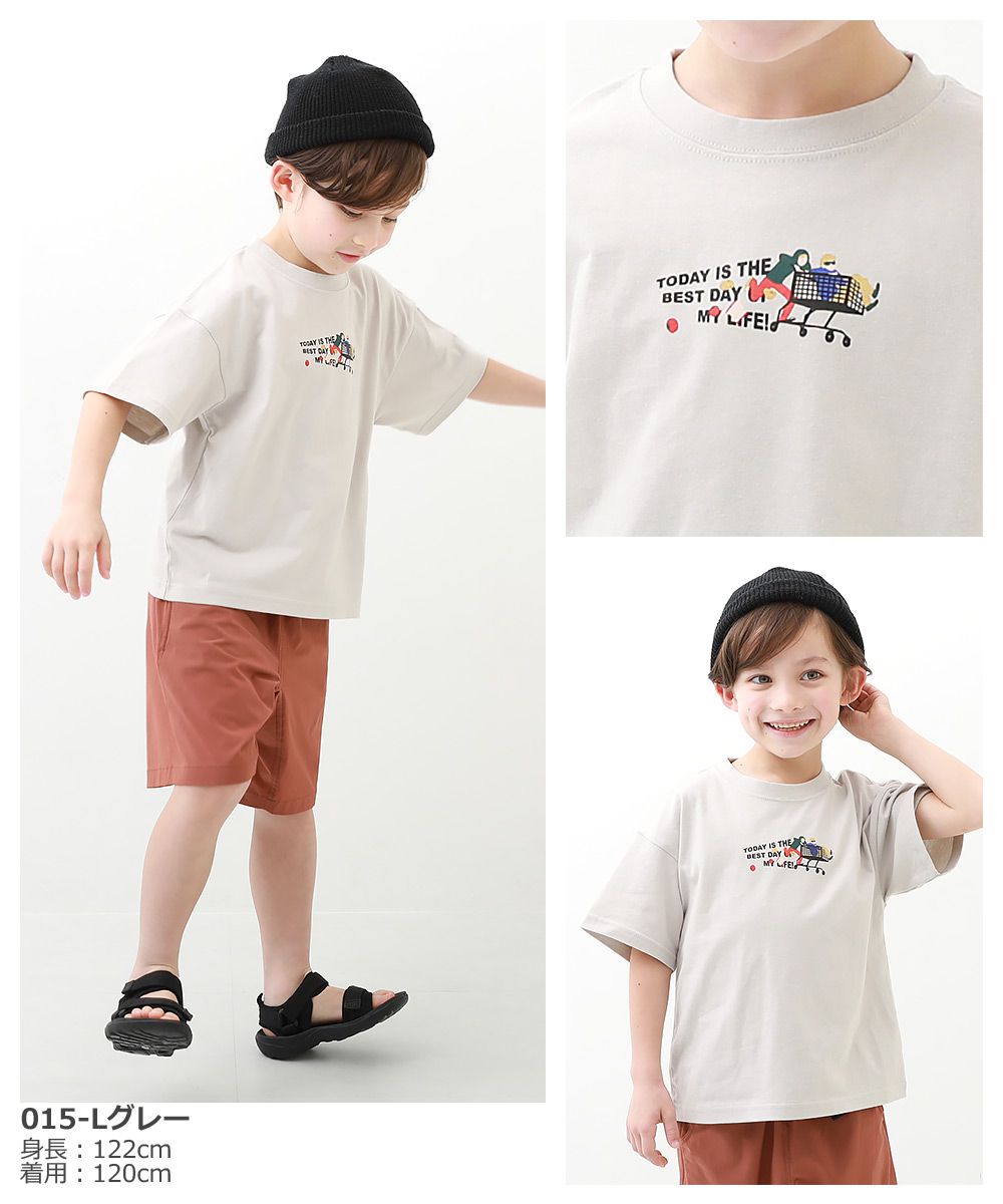 日本 devirock - 純棉 定番百搭印花短T-早餐漢堡包-杏