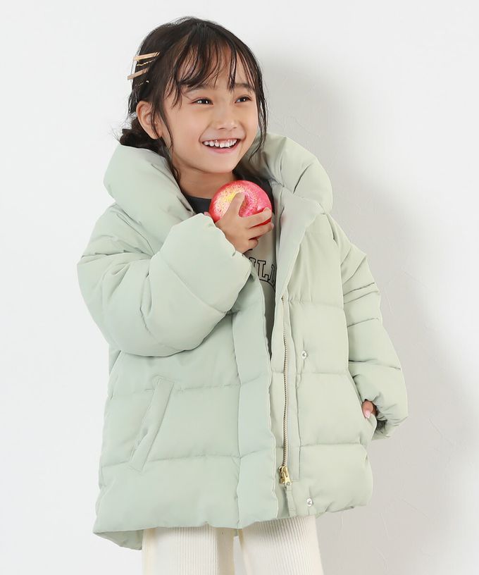 日本 devirock - 可機洗 輕暖可愛澎澎領科技羽絨外套-墨灰