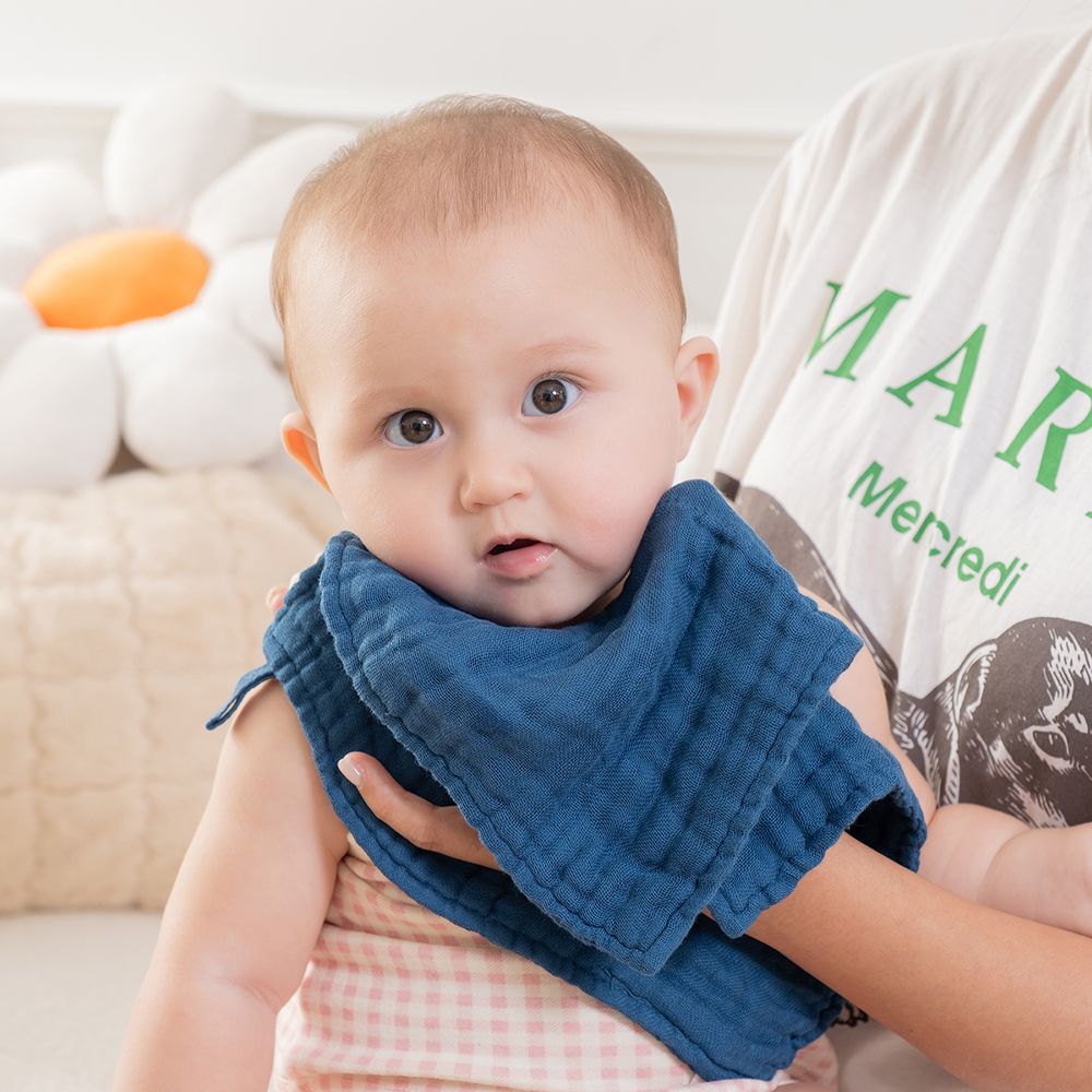 棉之境 9層多功能紗布小方巾-3入組-深海藍-22x22cm