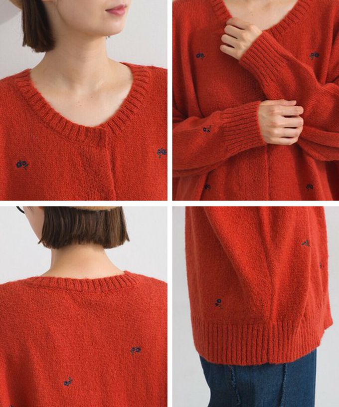 日本 Lupilien - 低調小花刺繡圓領開襟針織外套-可可