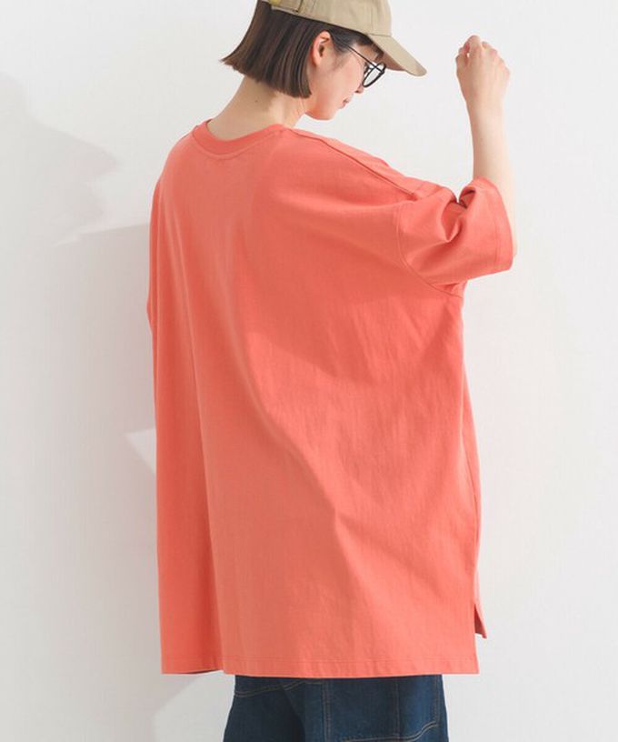 日本 Lupilien - 16OE天竺棉 氣質書籍印花寬鬆短袖上衣-橘