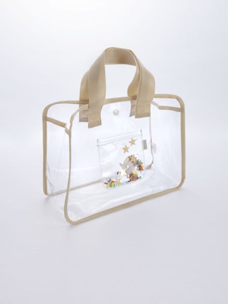 日本 OCEAN&GROUND - 透明PVC防水提袋/游泳包-繽紛亮片-天空藍 TB (25x33x13.5cm)