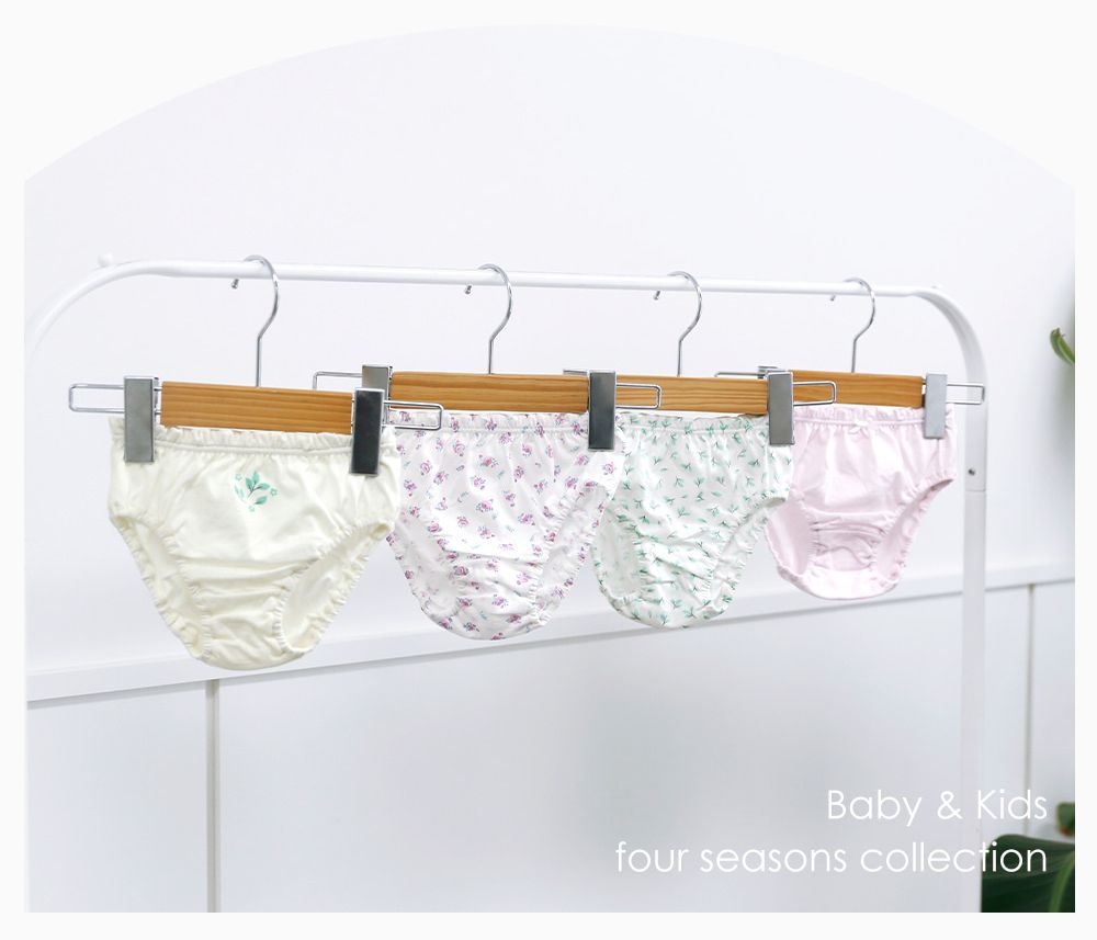 (4入組)女寶無螢光輕柔棉三角褲-樹葉X花束