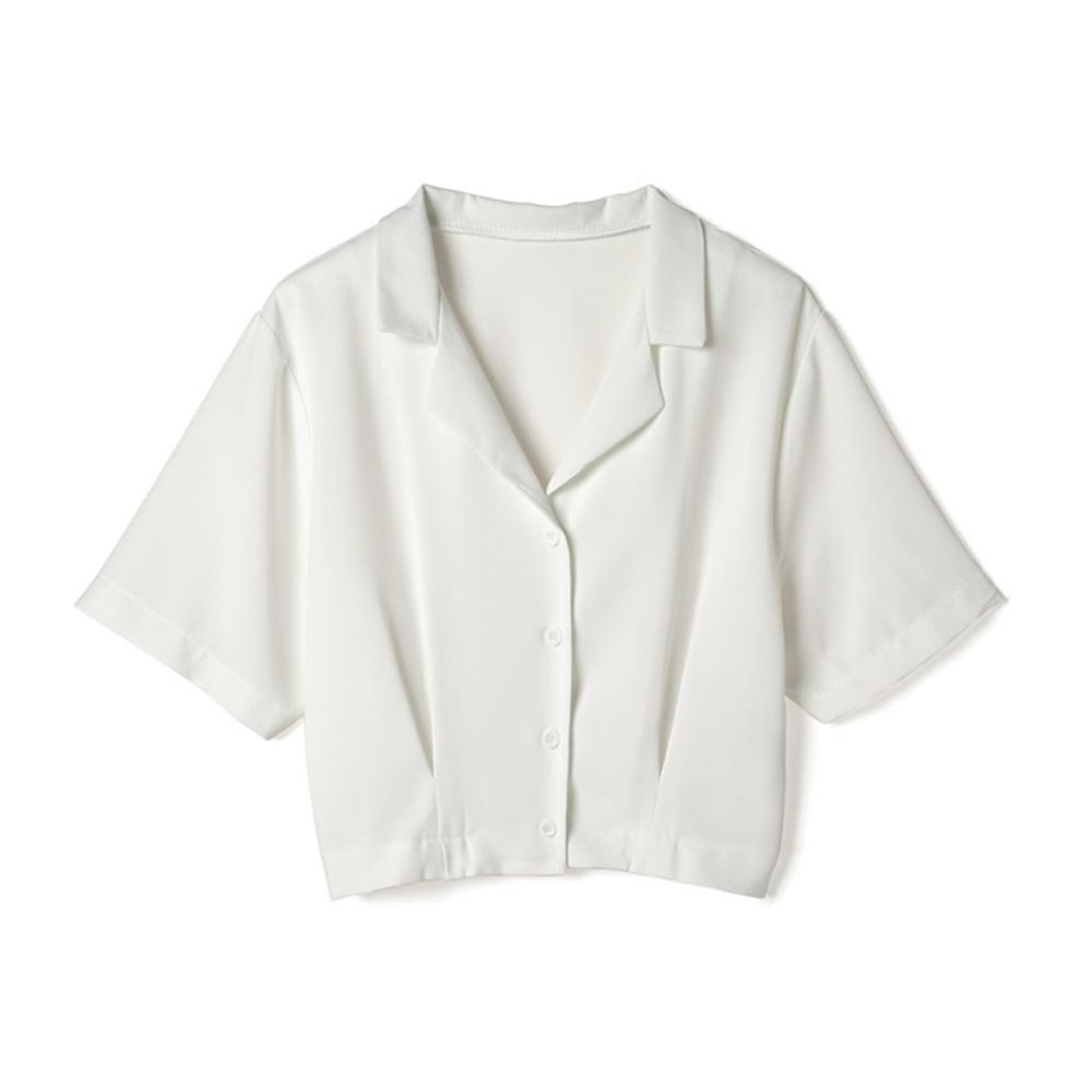 日本 GRL - 帥氣短版五分袖襯衫-白