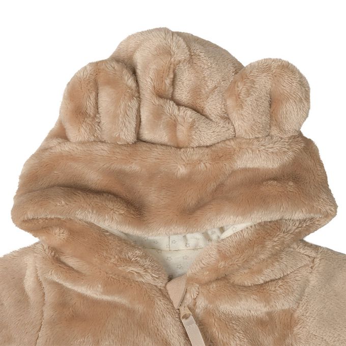 akachan honpo - 刷毛哈倫包屁衣-咖啡色