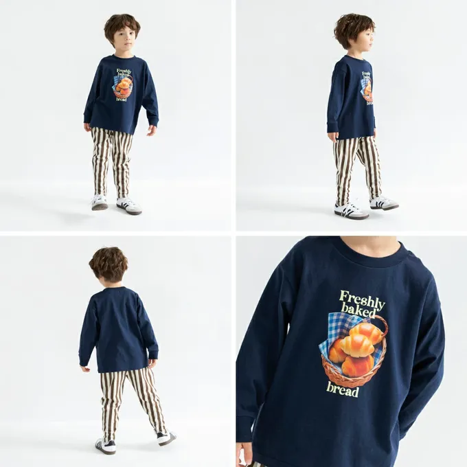 日本 BRANSHES - 100%棉 美味季節印花長袖上衣-草莓點心-白