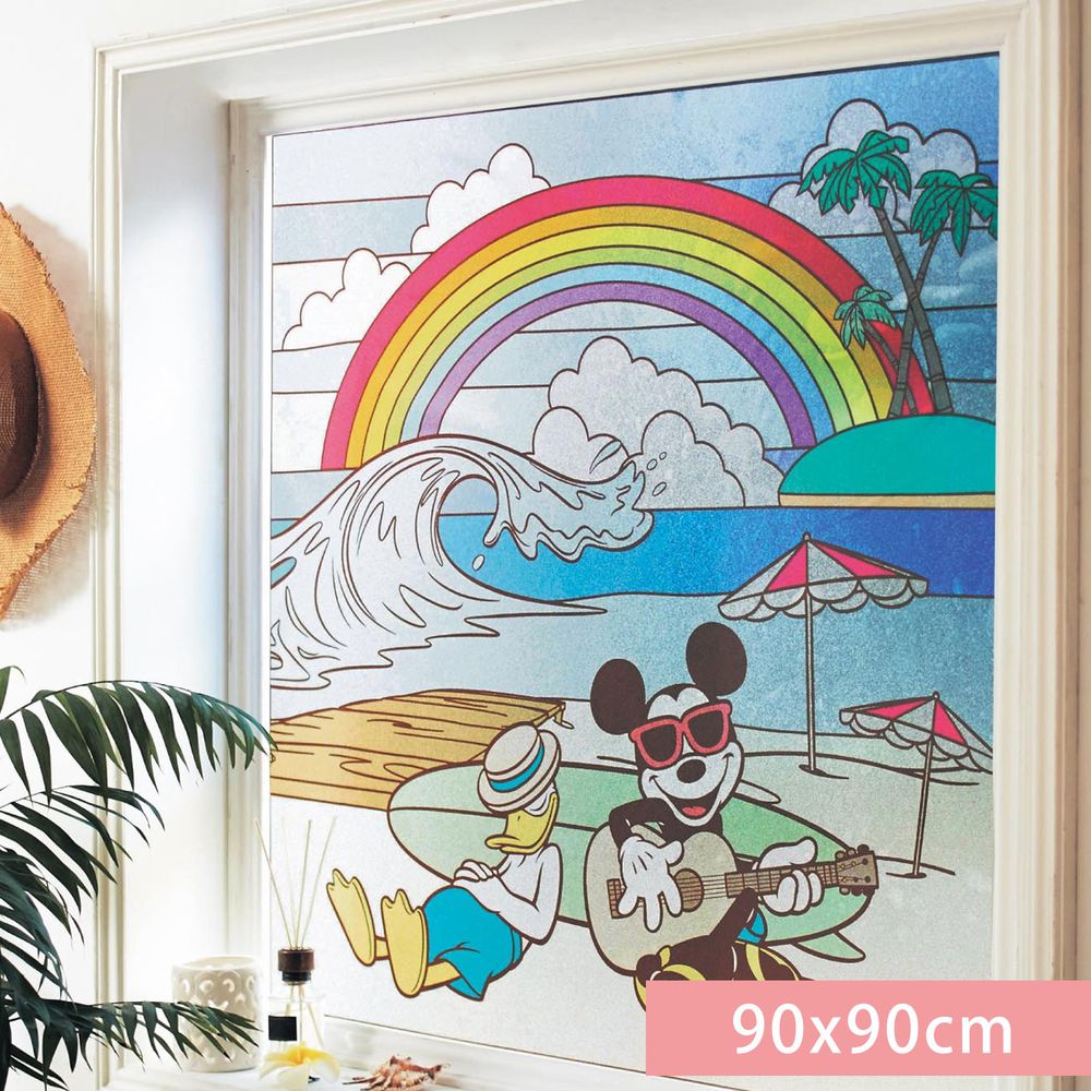 日本千趣會 - 迪士尼 日本製 90%抗UV光影窗貼(靜電式)-米奇與唐老鴨度假 (90x90cm)