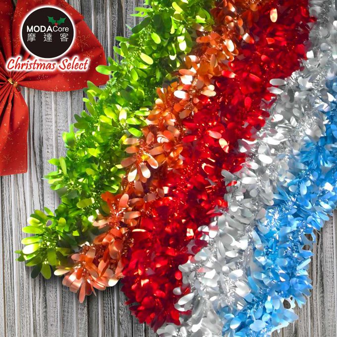 MODACore 摩達客 - 2米(200ccm) 4吋霧光水滴金蔥彩條(3條一組-顏色隨機出貨) 可掛聖誕樹/門窗邊/牆沿/派對裝扮用