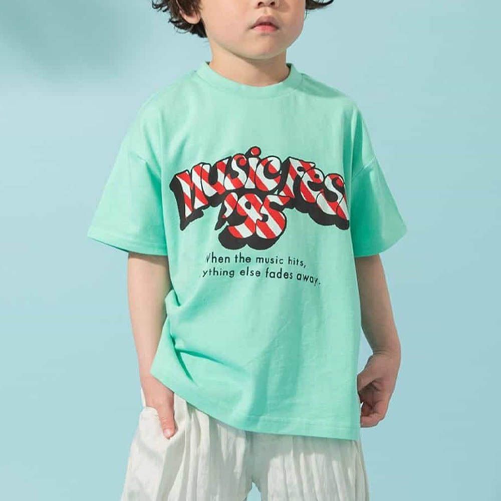 美式復古海報印花T恤-英文logo-薄荷綠