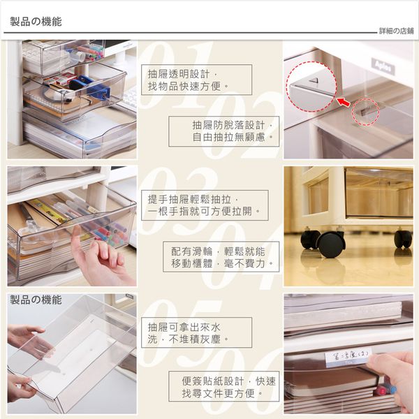日本JEJ - APLOS A4系列 文件小物附輪收納櫃/深6抽-米色