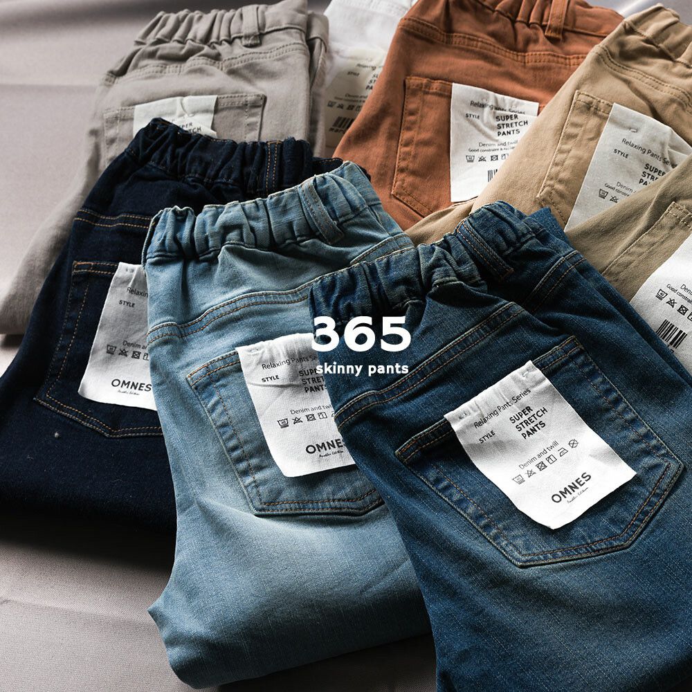 日本 OMNES - [定番]百搭厚磅斜紋布合身長褲-淺灰