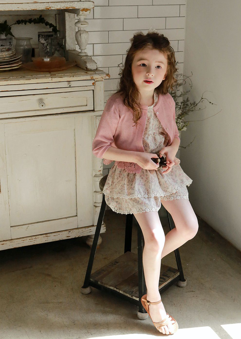 韓國 PuellaFLO - 蕾絲滾邊蛋糕褲裙-粉紅花