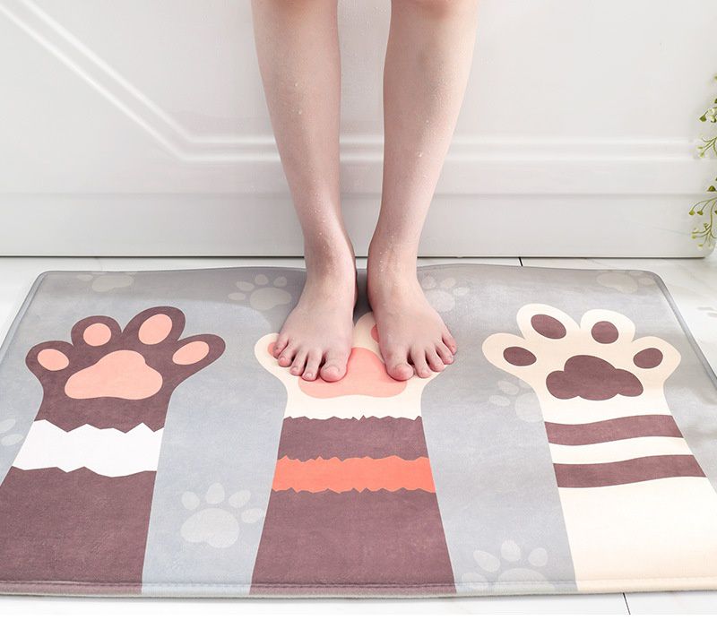 柔軟短絨海綿腳踏墊-萌貓掌