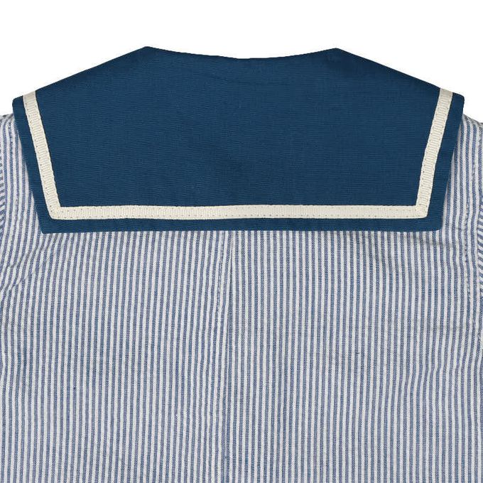 akachan honpo - 短袖兔裝-平織 航海圖案-深藍色