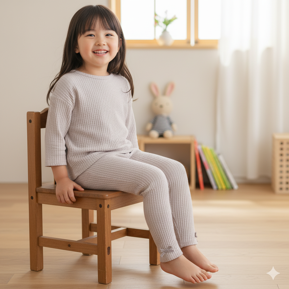 麻花針織合身褲-灰色