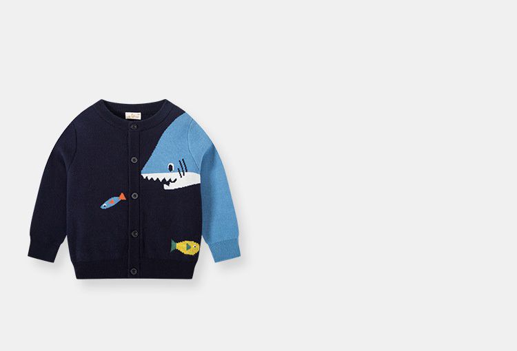 針織毛衣外套-鯊魚與小魚