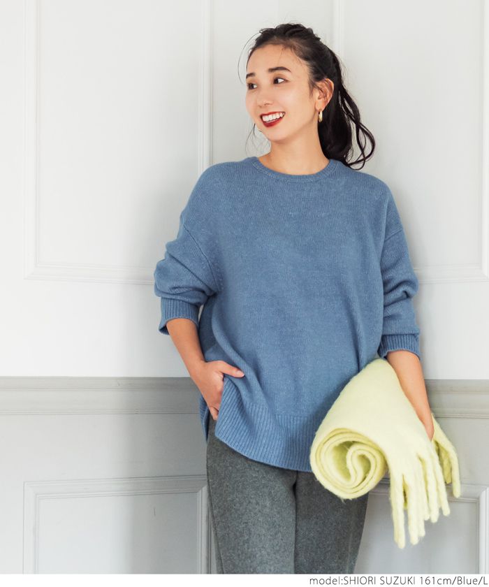 日本 COCA - 柔軟圓領顯瘦針織毛衣-咖啡