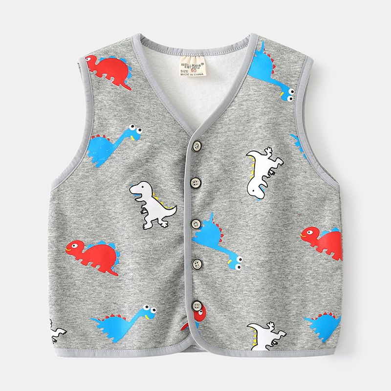 WELLKIDS - 薄加絨棉質休閒背心-汽車-黃色