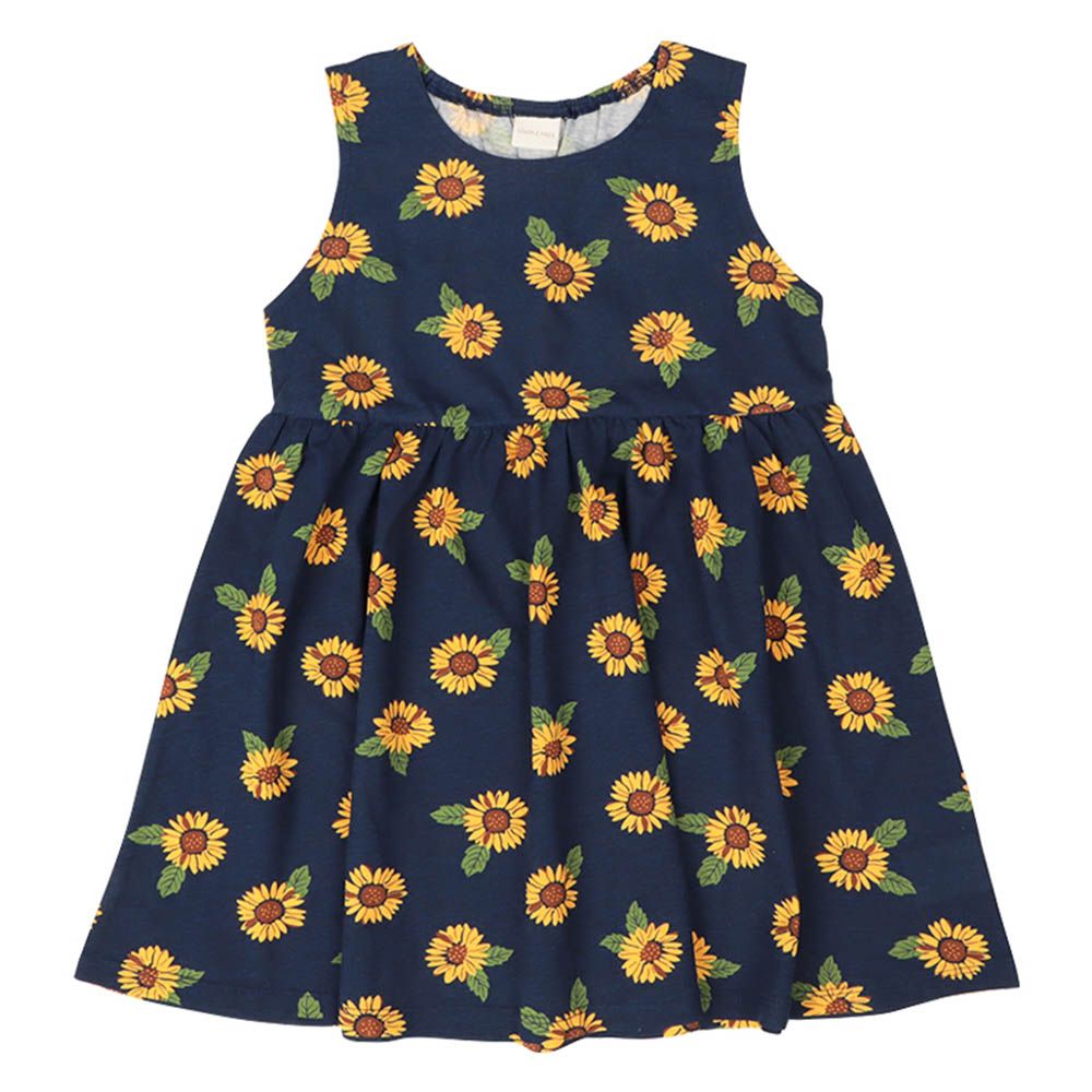 洋裝-滿版印花-深藍色