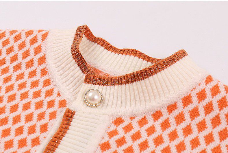 氣質小淑女針織毛衣外套-橘色