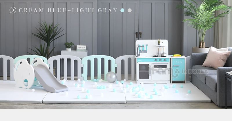 韓國 iFam - 極簡時尚圍欄-灰白色 (207cm x 147cm x 60cm)