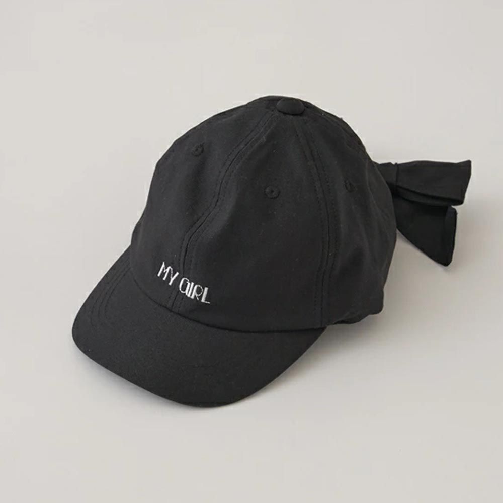 日本 Lycee mine - 大蝴蝶結刺繡logo棒球帽-黑色